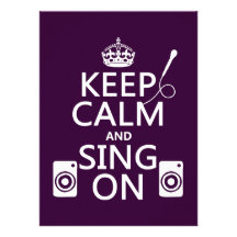 Gardez le calme et chantez sur (le karaoke) invitations personnalisées