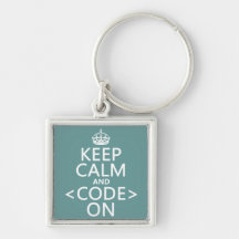Gardez le calme et <Code> Sur - toutes les couleur Porte-clé