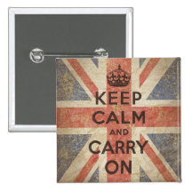 Gardez le calme et continuez avec le drapeau BRITA Badges Avec Agrafe