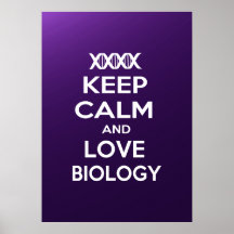 Gardez le calme et la biologie d'amour affiche