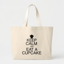 Gardez le calme et mangez un petit gâteau sacs en toile
