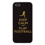 Gardez le football de calme et de jeu (noir et or) coque iPhone 5