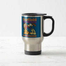 Garfield prend le sien lèche la tasse de voyage