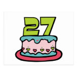 Gâteau d'anniversaire de 27 ans carte postale