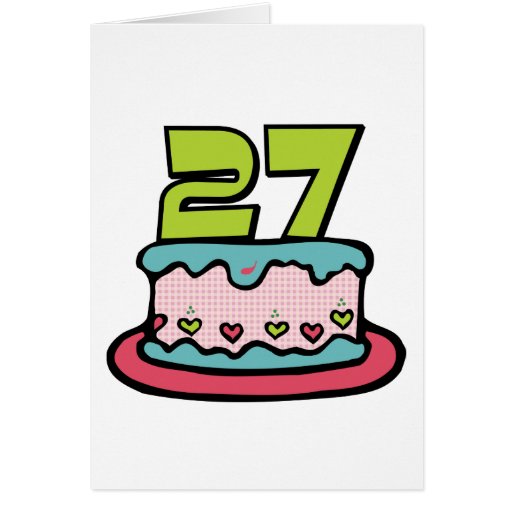 Gâteau d'anniversaire de 27 ans cartes de vœux