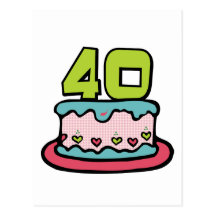 Gâteau d'anniversaire de 40 ans cartes postales