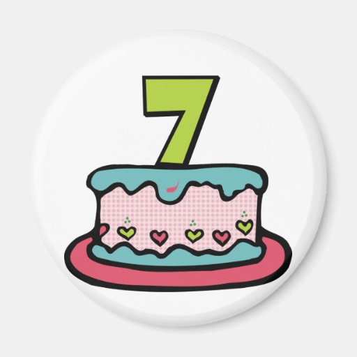 Gâteau d'anniversaire de 7 ans aimant