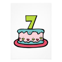 Gâteau d'anniversaire de 7 ans invitations personnalisées