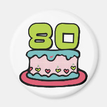 Gâteau d'anniversaire de 80 ans aimants