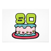 Gâteau d'anniversaire de 80 ans invitations personnalisées