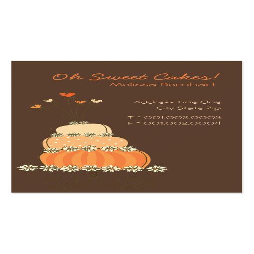 Gâteau d'anniversaire orange de mariage de pêche d modèle de carte de visite