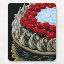 Gâteau de chocolat avec des cerises tapis de souris