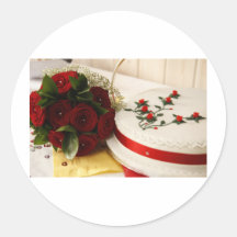 Gâteau de mariage rouge et blanc autocollants