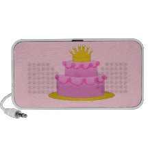 Gâteau rose avec l'anniversaire de couronne haut-parleur iPod