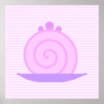 Gâteau rose en spirale sur les rayures roses posters