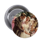 Gâteau vintage de coupe de nouveaux mariés de mari badge