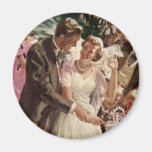Gâteau vintage de coupe de nouveaux mariés de mari magnets pour réfrigérateur