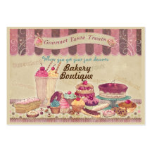 Gâteaux de boutique de boulangerie et carte de vis