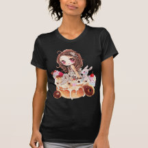 Gâteaux mignons de fille et de kawaii t-shirt