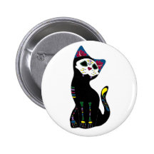 "Gato Muerto" Dia De Los Muertos Cat Badges