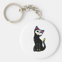 "Gato Muerto" Dia De Los Muertos Cat Porte-clés