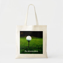 Gazon d'herbe verte et boule de golf/pièce en t, p sac en toile