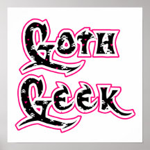 Geek noir de goth de crâne poster