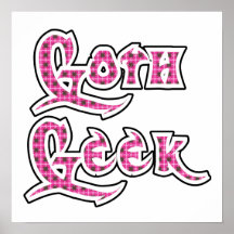 Geek noir rose de Goth de plaid Posters