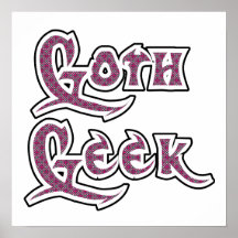 Geek rose noir de Goth de motif Posters