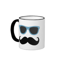 Geeky Mustache with blue shades Coffee Mugs