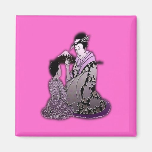 Geisha argenté magnets pour réfrigérateur