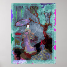 Geisha et paon posters