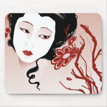 Geisha inquiété Mousepad Tapis De Souris