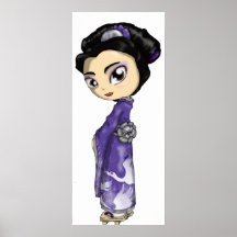 Geisha merveilleux de grues affiche