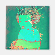 Geisha Psychedelicb Magnets Pour Réfrigérateur