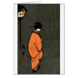 Geisha revêtu d'une robe orange carte