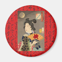Geisha rouge aimant pour réfrigérateur
