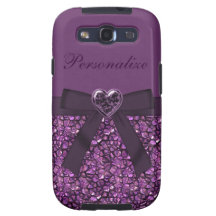 Gemmes et copie pourpres de bijou de coeur coques samsung galaxy s3