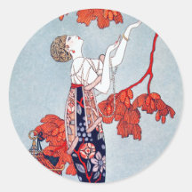 George Barbier "L'Oiseau Volage" 1914 Adhésif Rond