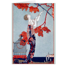 George Barbier "L'Oiseau Volage" 1914 Carte De Vœux