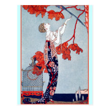 George Barbier "L'Oiseau Volage" 1914 Cartes Postales