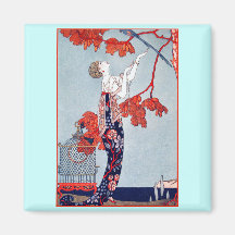 George Barbier "L'Oiseau Volage" 1914 Magnets Pour Réfrigérateur