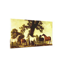 George Stubbs - chevaux dans un paysage Toiles Tendues Sur Châssis