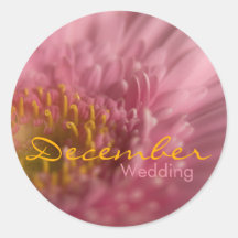 Gerbera rose • Autocollant de mariage de décembre