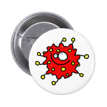Germe rouge de bande dessinée badges