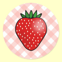 Gingham Strawberry Stickers autocollants