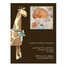 Girafe Brown/bleu • Faire-part de naissance Cartes Postales