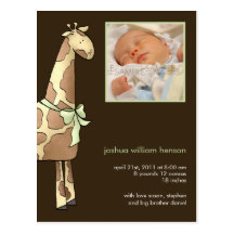 Girafe Brown/vert • Faire-part de naissance Cartes Postales