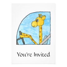 Girafe conduisant une voiture faire-part