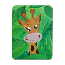 Girafe dans la jungle magnet rectangulaire
